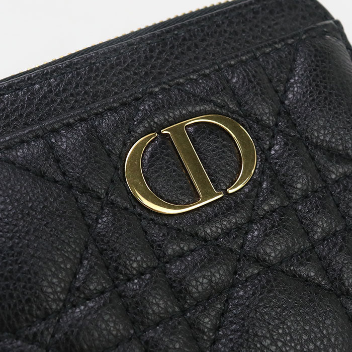 Dior S5177 UWHC M900 Lavender Wallet Dior Caro Coin Pocket Calfskin black Women