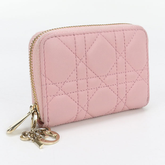 Dior S0985 ONMJ Zip coin case small Lady Dior Coin Pocket leather pink Women