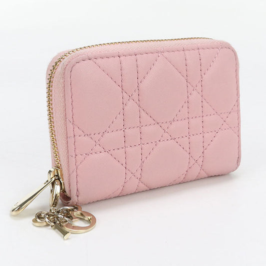 Dior S0985 ONMJ Zip coin case small Lady Dior Coin Pocket leather pink Women