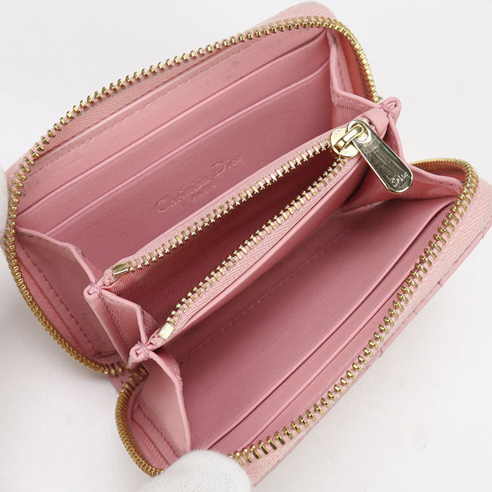 Dior S0985 ONMJ Zip coin case small Lady Dior Coin Pocket leather pink Women