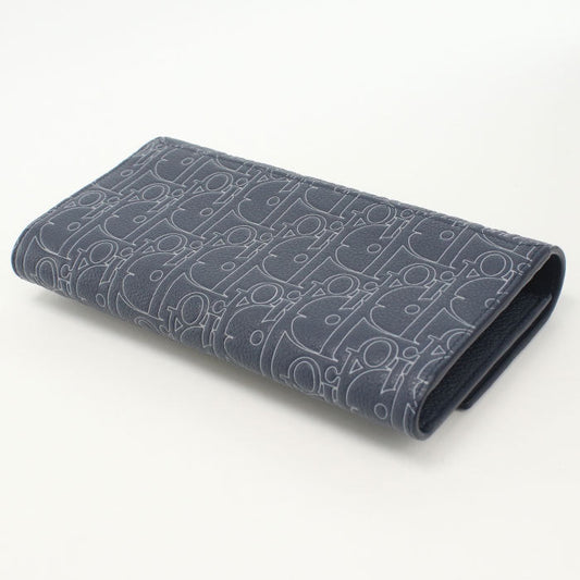 Dior 2ESBC328FGP Long wallet with double fold coin purse Calfskin blue Women