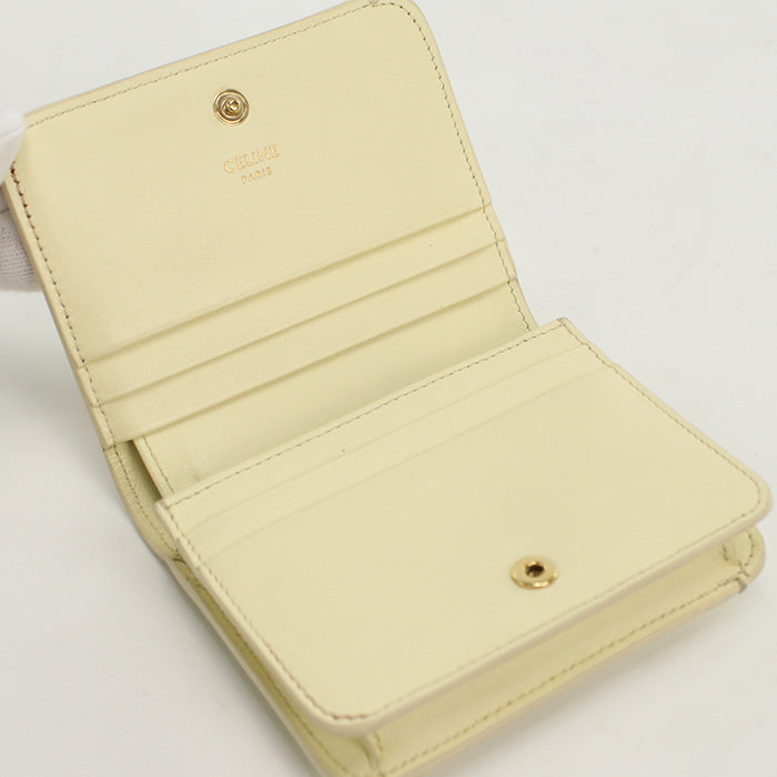 CELINE 10K62 3DPV Bi-fold wallet Triomphe Compact wallet Calfskin,leather yellow Women