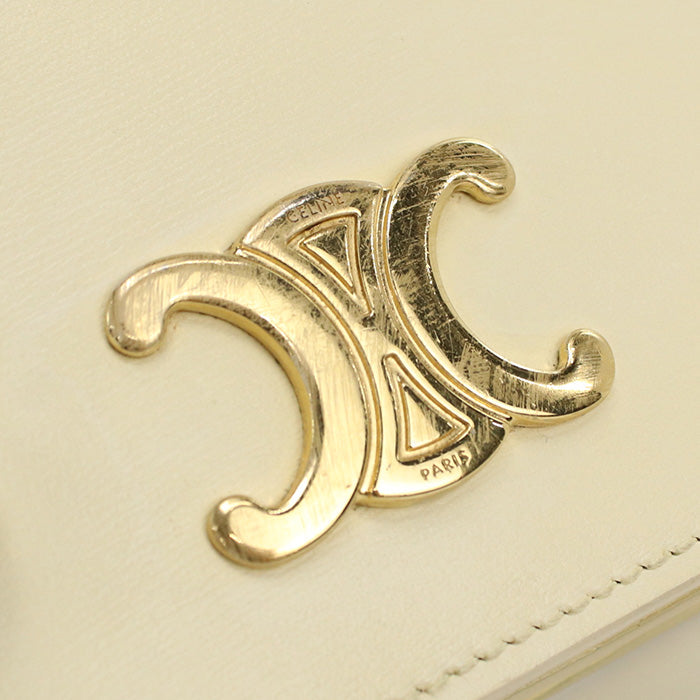 CELINE 10K62 3DPV Bi-fold wallet Triomphe Compact wallet Calfskin,leather yellow Women