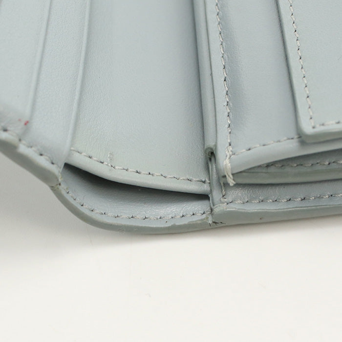 CELINE CE85108 Small flap wallet Triomphe Three fold Calfskin Blue Women