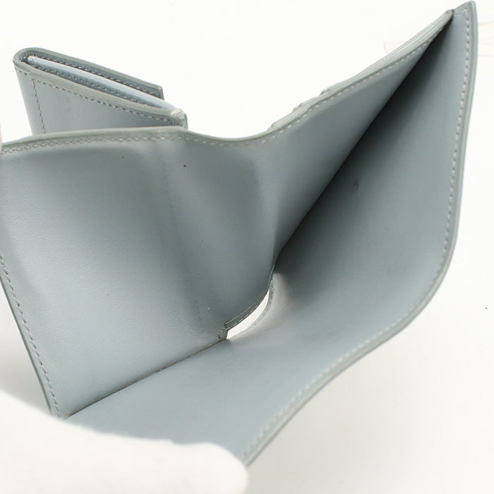 CELINE CE85108 Small flap wallet Triomphe Three fold Calfskin Blue Women
