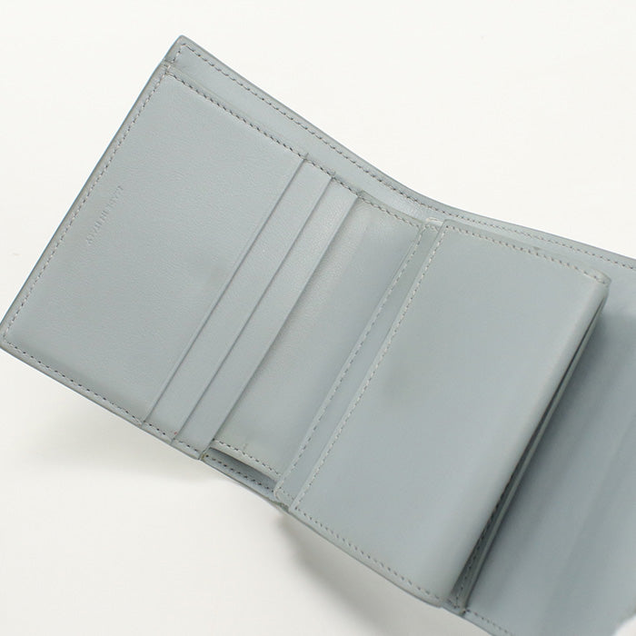 CELINE CE85108 Small flap wallet Triomphe Three fold Calfskin Blue Women