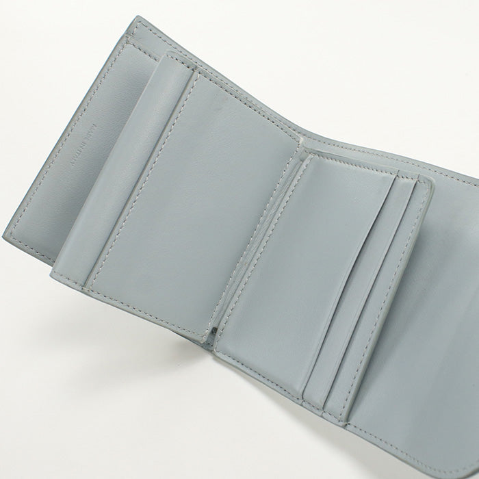 CELINE CE85108 Small flap wallet Triomphe Three fold Calfskin Blue Women