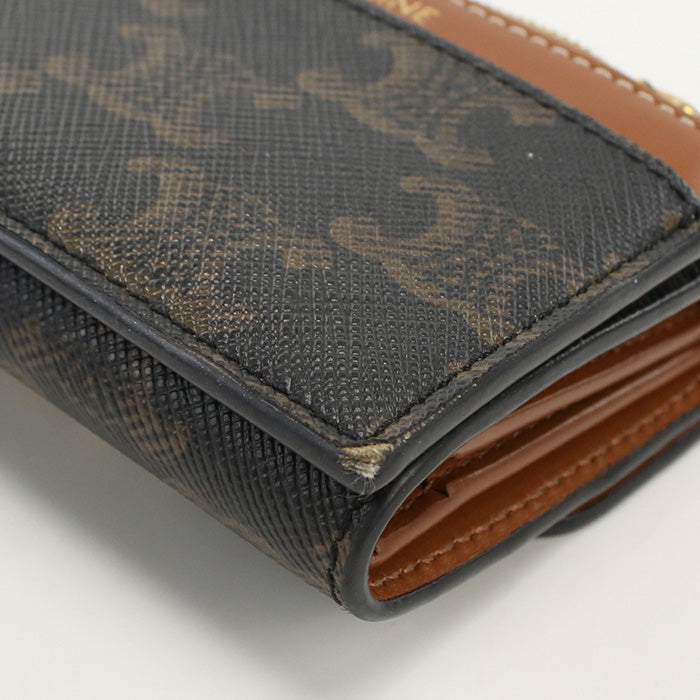 CELINE 10I65 2DS3 04LU wallet with coin pocket Triomphe canvas PVC brown