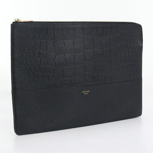 CELINE CE85496 Clutch bag leather black unisex