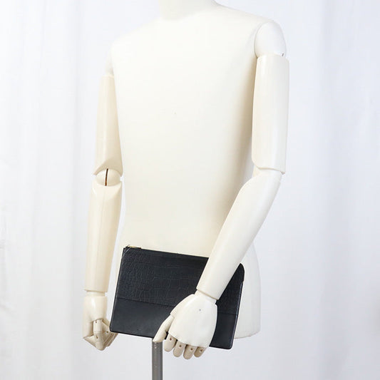 CELINE CE85496 Clutch bag leather black unisex