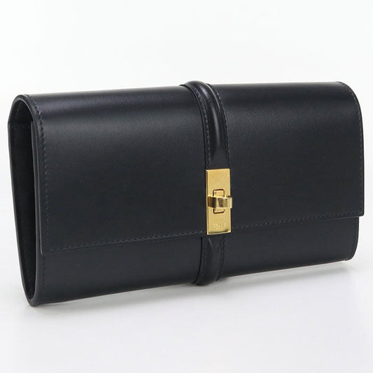 CELINE 10M03 3CQ7 38NO Long Wallet 16 (Saise) Large flap wallet leather black Women