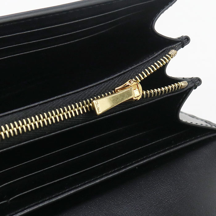 CELINE 10M03 3CQ7 38NO Long Wallet 16 (Saise) Large flap wallet leather black Women