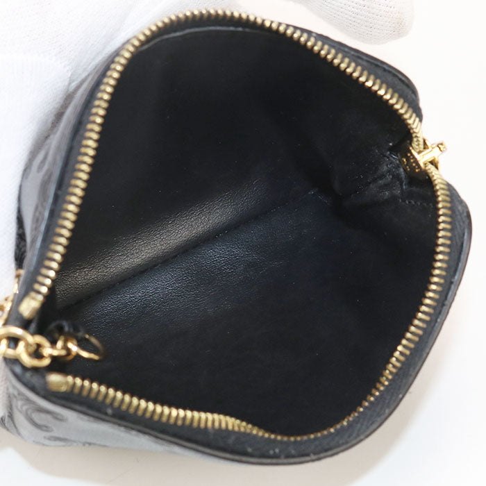 CELINE 10C663BFU 38NO Coin & card pouch Triomphe Calfskin Black Women