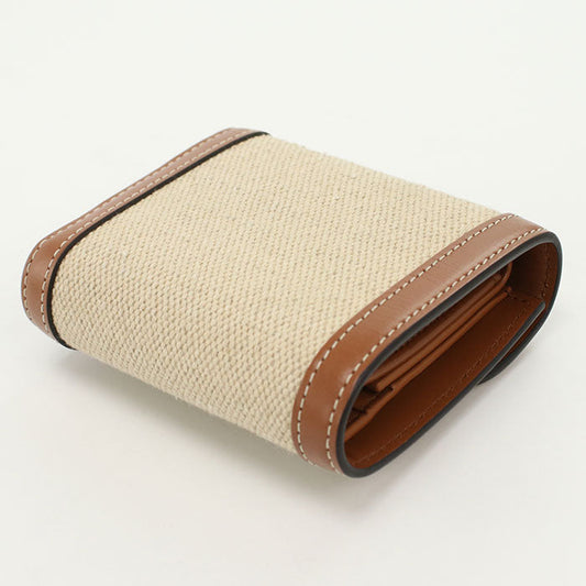 CELINE 10D78 Small flap wallet Triomphe Three fold wallet beige Women