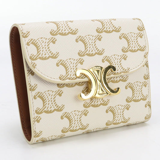 CELINE 10D78 2CQH Small wallet Triomphe canvas Folded wallet PVC white  Women