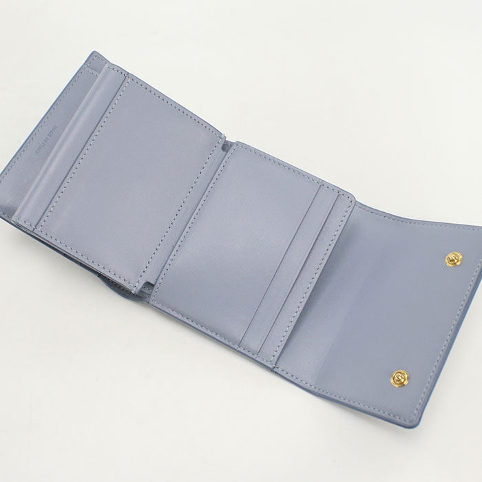 CELINE CE91437 Small Three fold wallet Calfskin Blue Women