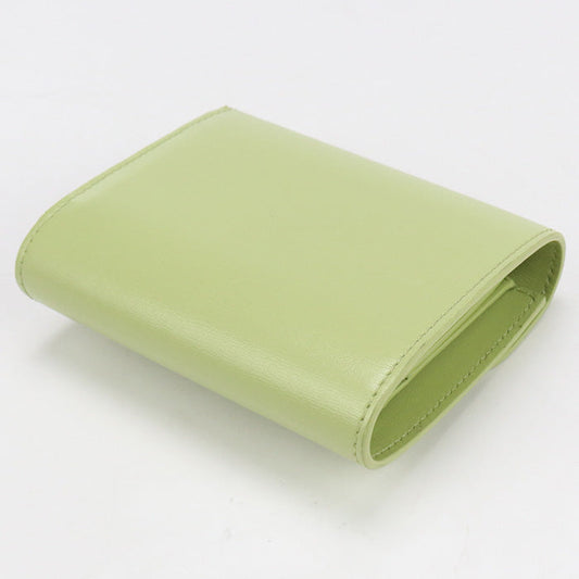 CELINE 10D78 Small flap wallet Triomphe Three fold wallet Calfskin green Women