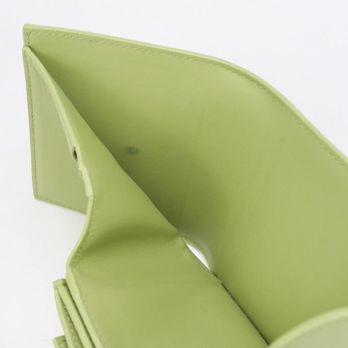 CELINE 10D78 Small flap wallet Triomphe Three fold wallet Calfskin green Women