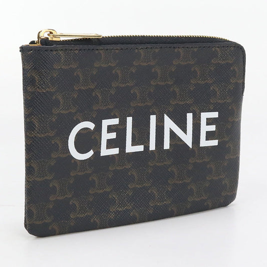 CELINE 10C662 Coin purse Triomphe canvas Coin Pocket PVC black Women