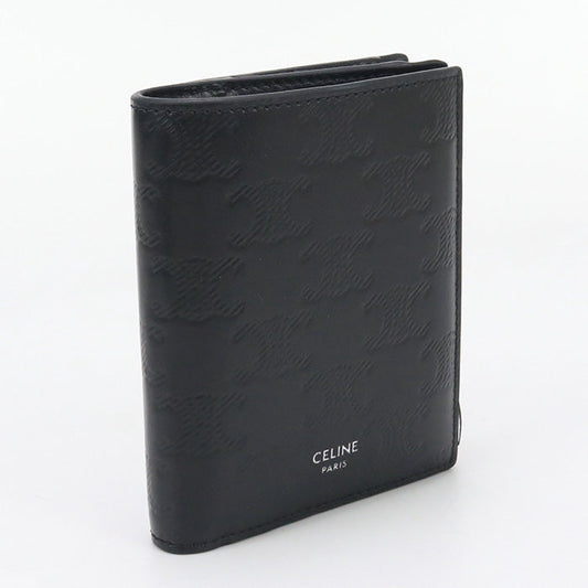 CELINE 10E49 3FQC 38SI Bifold wallet Triomphe Compact wallet Calfskin black mens(unisex)