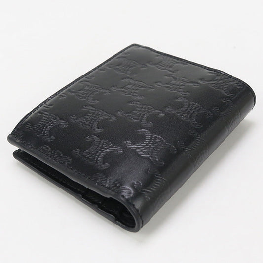 CELINE 10E49 3FQC 38SI Bifold wallet Triomphe Compact wallet Calfskin black mens(unisex)