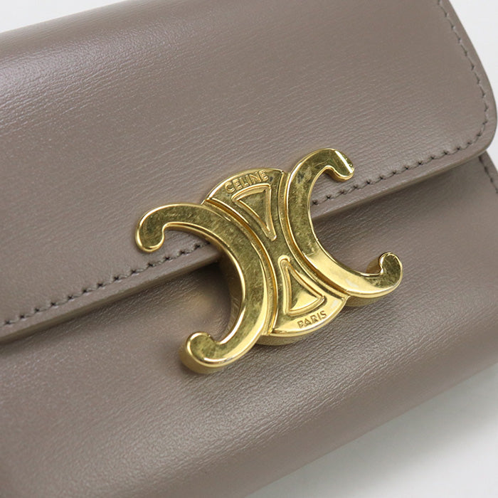 CELINE CE93330 Compact wallet with coin pocket Triomphe Calfskin gray Women
