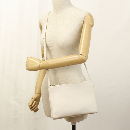 CELINE 171453 Shoulder Bag Trio Large Crossbody bag leather off white Women
