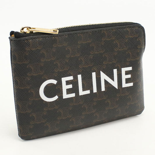 CELINE 10C66 2CA2.38NO Coin purse Triomphe canvas Coin Pocket PVC black Women