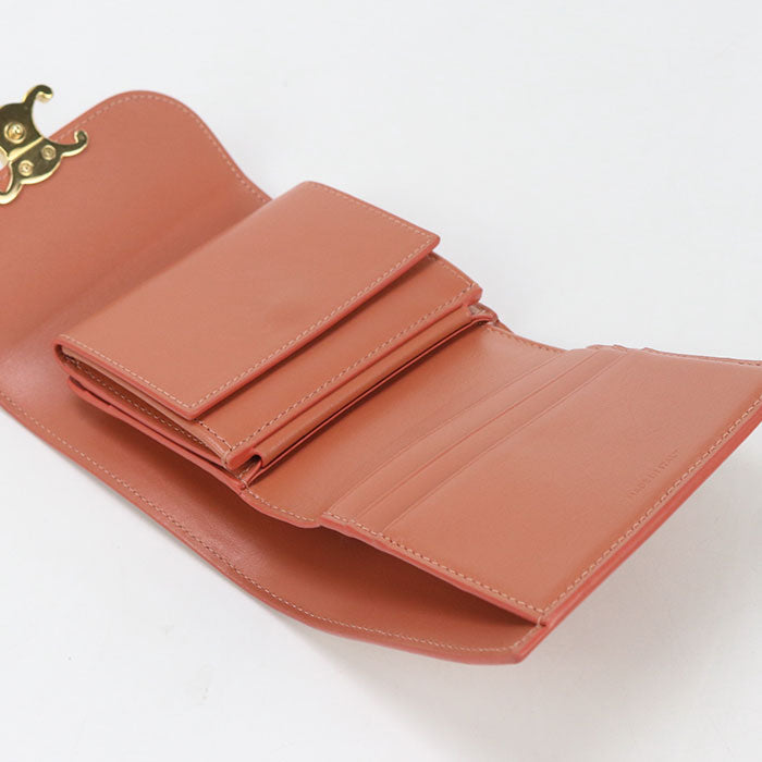 CELINE 10D78 3DPV Small flap Triomphe Three fold wallet Calfskin pink Women