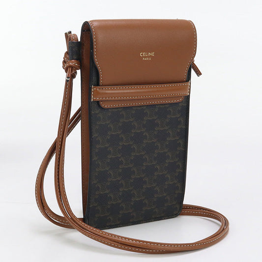 CELINE 10G332CQD.04LU mobile pouch flap Shoulder Bag Triomphe canvas brown Women