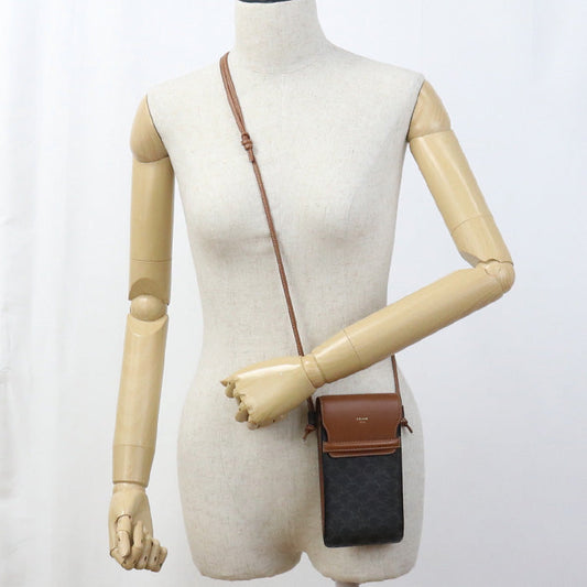 CELINE 10G332CQD.04LU mobile pouch flap Shoulder Bag Triomphe canvas brown Women