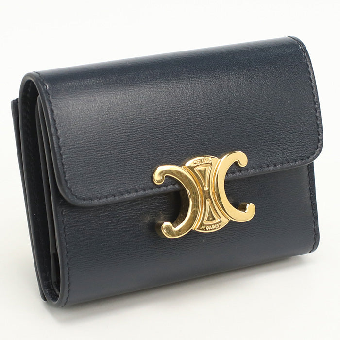 CELINE 10I65 3DPV Compact wallet with coin pocket Triomphe navy Women