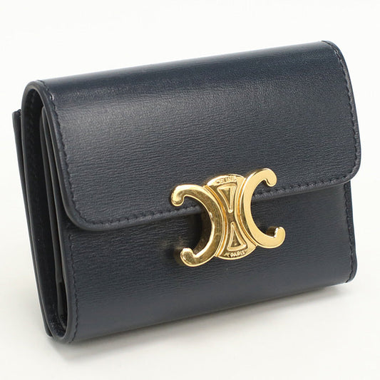 CELINE 10I65 3DPV Compact wallet with coin pocket Triomphe  navy Women