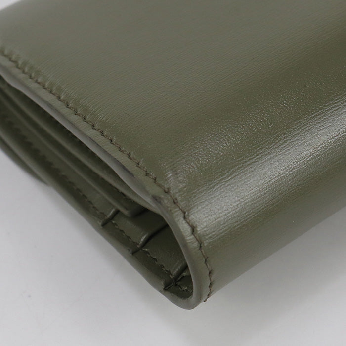 CELINE 10D78 3DPV Small flap Triomphe Three fold wallet Calfskin khaki Women