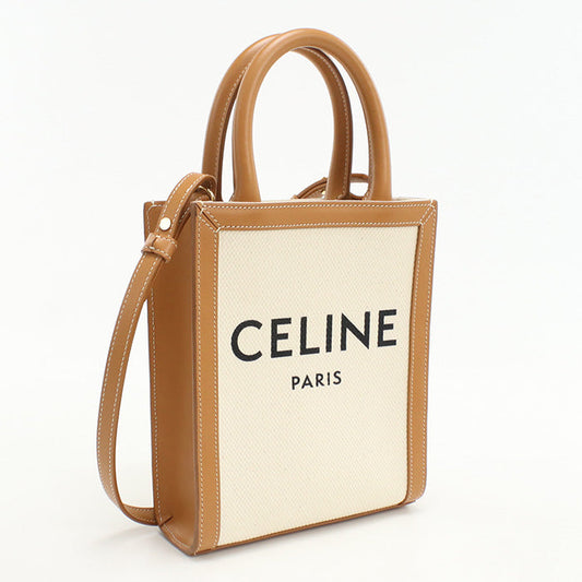 CELINE 19330 2BNZ.02NT 2WAY Mini vertical hippopotamus Handbag canvas/Calfskin