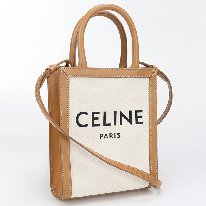 CELINE 193302BNZ.02NT Handbag Minibar Tical Hippo 2WAY mini handbag canvas, Calfskin white Women