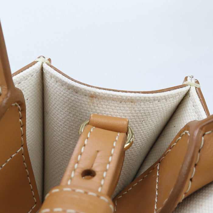 CELINE 193302BNZ.02NT Handbag Minibar Tical Hippo 2WAY mini handbag canvas, Calfskin white Women