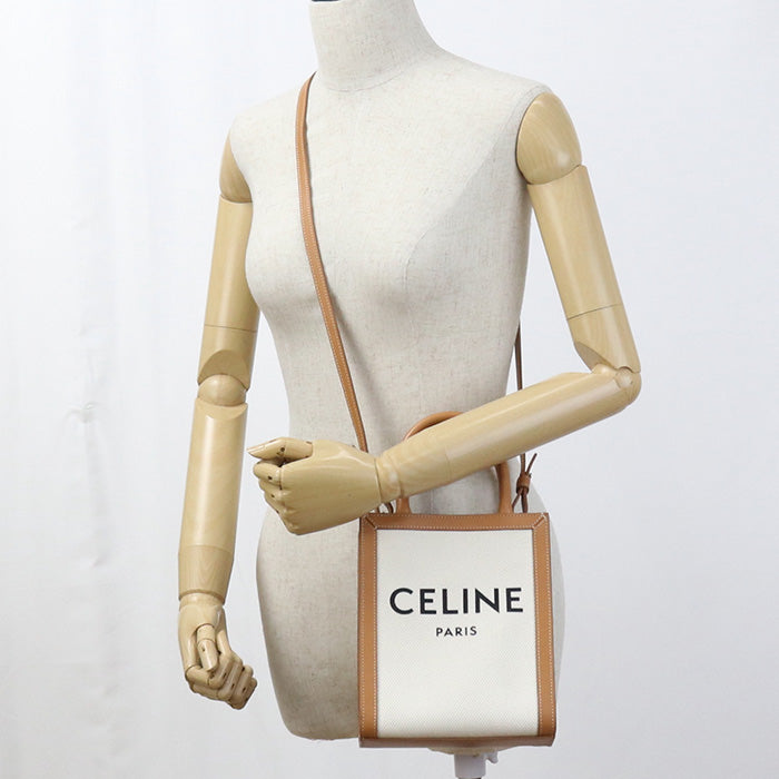 CELINE 193302BNZ.02NT Handbag Minibar Tical Hippo 2WAY mini handbag canvas, Calfskin white Women
