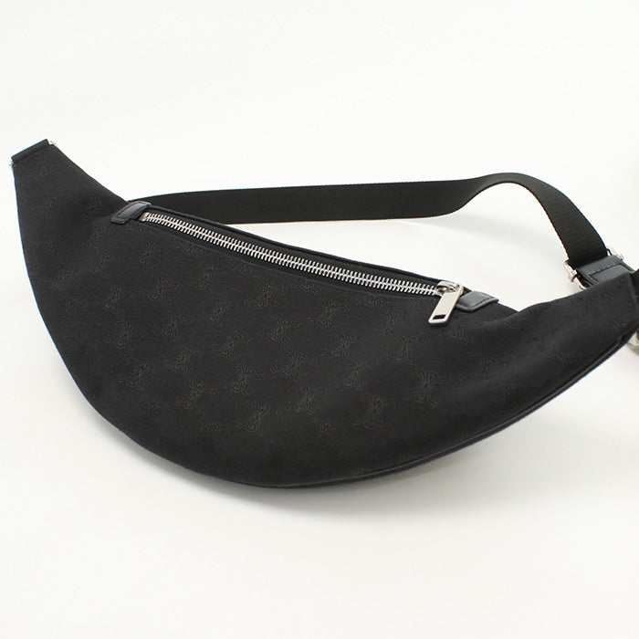 CELINE Belt bag Triomphe body bag canvas black mens