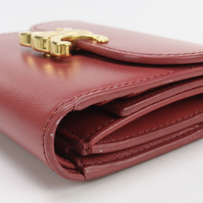 CELINE 10D78 3DPV Small flap wallet Three fold wallet Calfskin pink Women