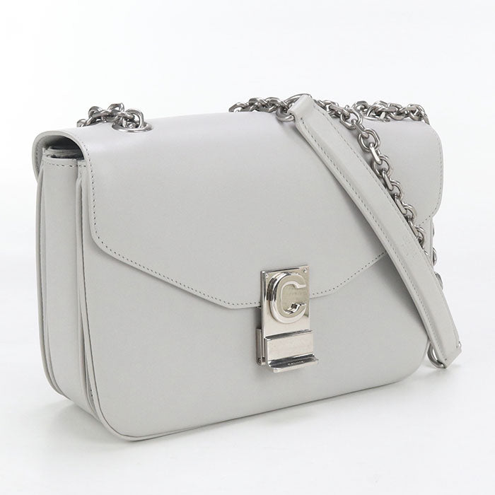 CELINE 18725 3BFB Chain Shoulder Bag leather gray Women