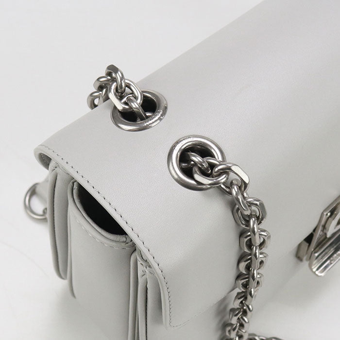 CELINE 18725 3BFB Chain Shoulder Bag leather gray Women