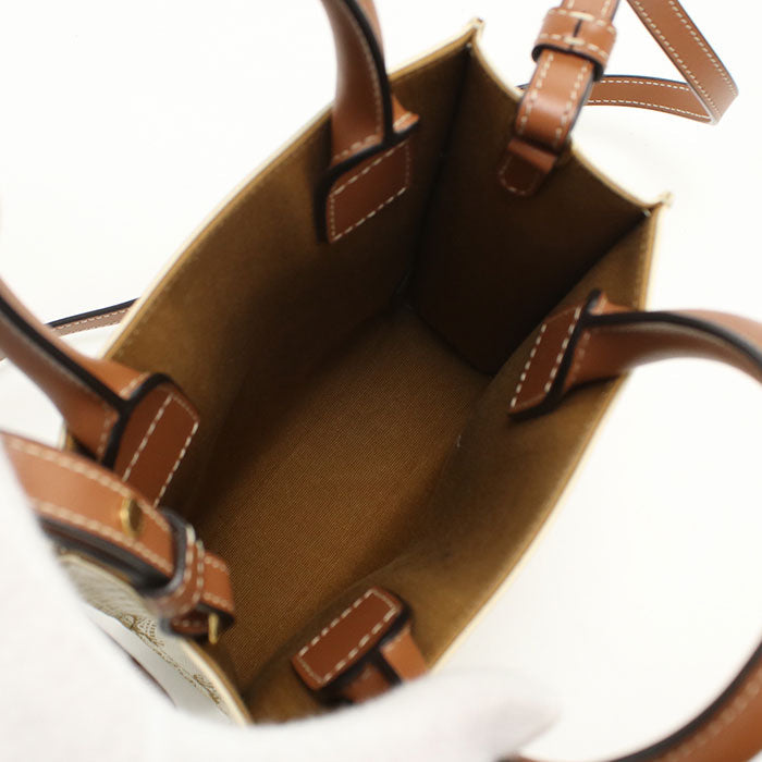 CELINE 19437 2BZK 01BC Handbag Triomphe canvas Mini vertical hippopotamus 2WAY handbag PVC coated canvas,leather beige Women