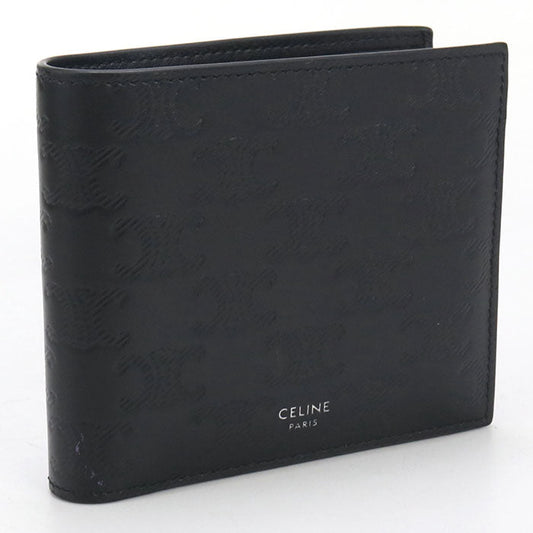 CELINE 10C87 3FQB 38SI Bi-fold wallet Triomphe embossed Calfskin black mens