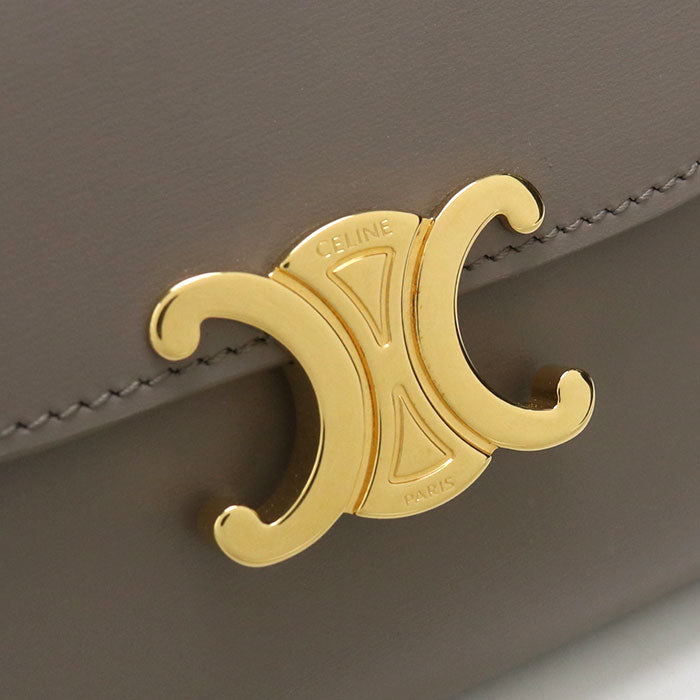 CELINE Small flap wallet Triomphe Three fold wallet Calfskin gray Women