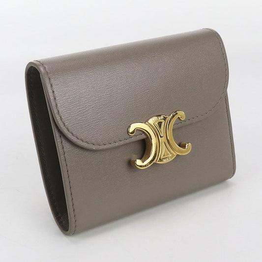 CELINE 10D783DPV.18GT Small flap wallet Triomphe Three fold leather gray Women
