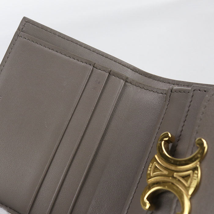CELINE 10D783DPV.18GT Small flap wallet Triomphe Three fold leather gray Women