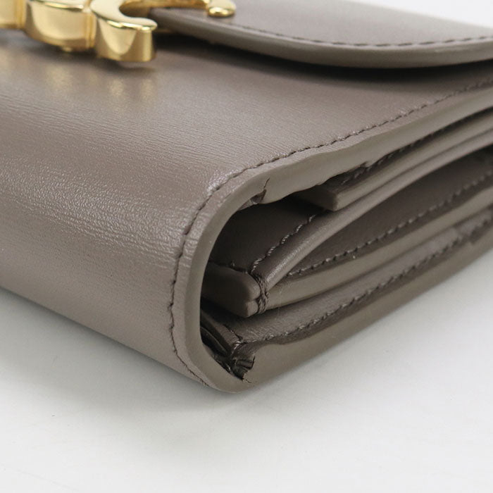 CELINE 10D78 3DPV Tri-fold wallet Triomphe Small flap wallet Calfskin gray Women
