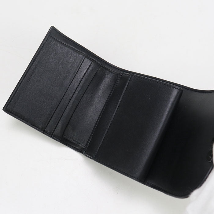 CELINE 10D78 3DPV Tri-fold wallet Triomphe Small flap wallet Calfskin black Women