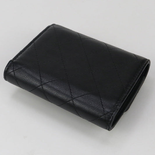 CHANEL 28592471 Small Matrasse Three fold wallet lambskin black Women
